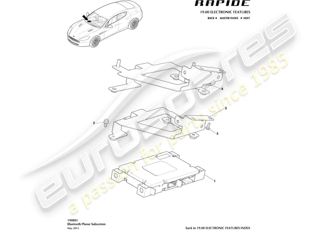 aston martin rapide (2011) schéma des pièces du module bluetooth
