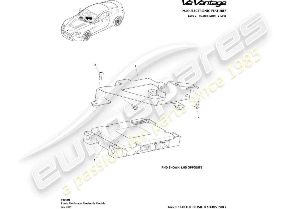 aston martin v12 vantage (2010) diagramme des pièces du sous-système bluetooth