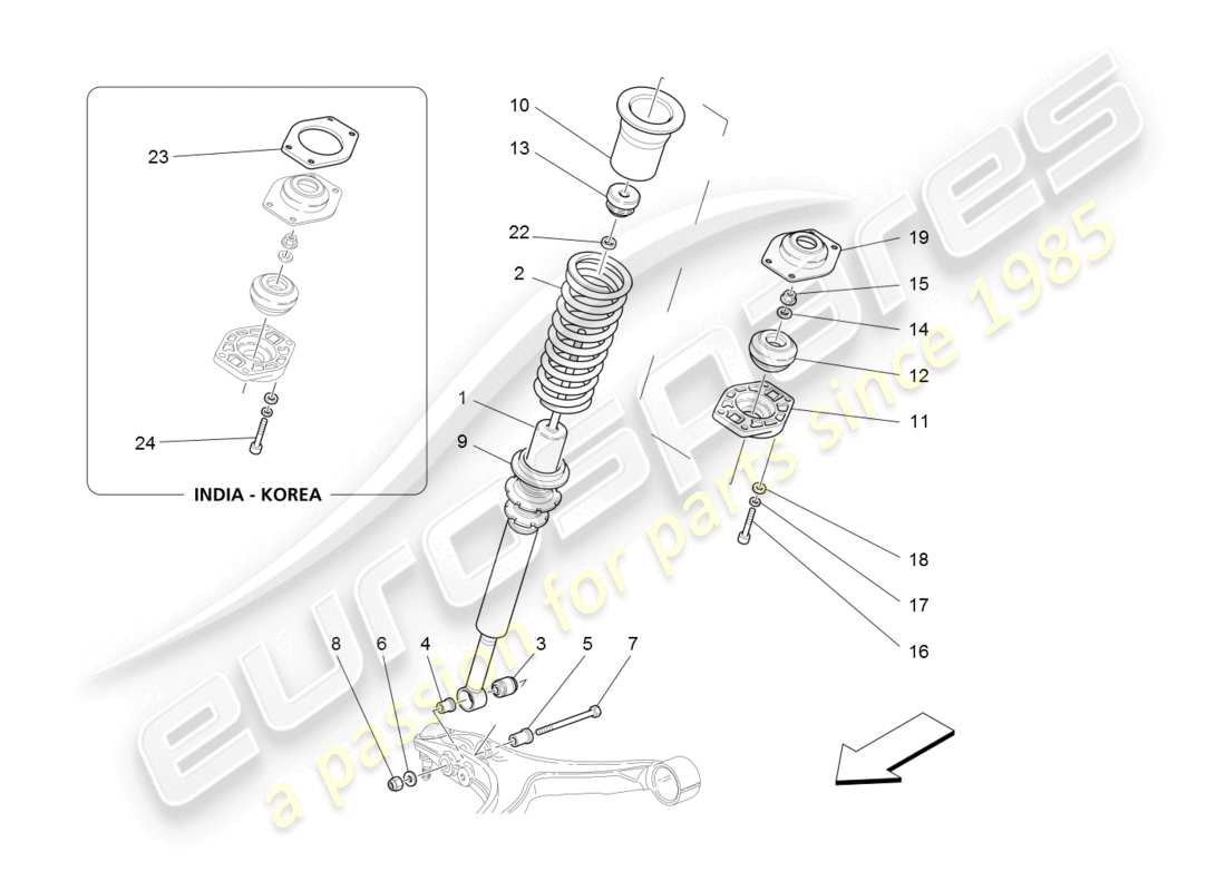 maserati granturismo (2008) schéma des pièces des dispositifs d'amortisseur avant