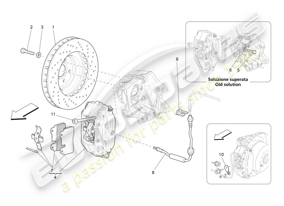 maserati granturismo (2011) dispositifs de freinage sur les roues arrière schéma des pièces