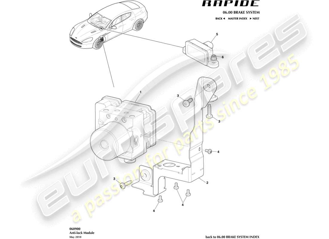 aston martin rapide (2019) module antiblocage schéma des pièces