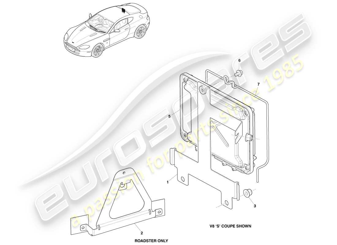 aston martin v8 vantage (2005) schéma des pièces de l'ecu de transmission