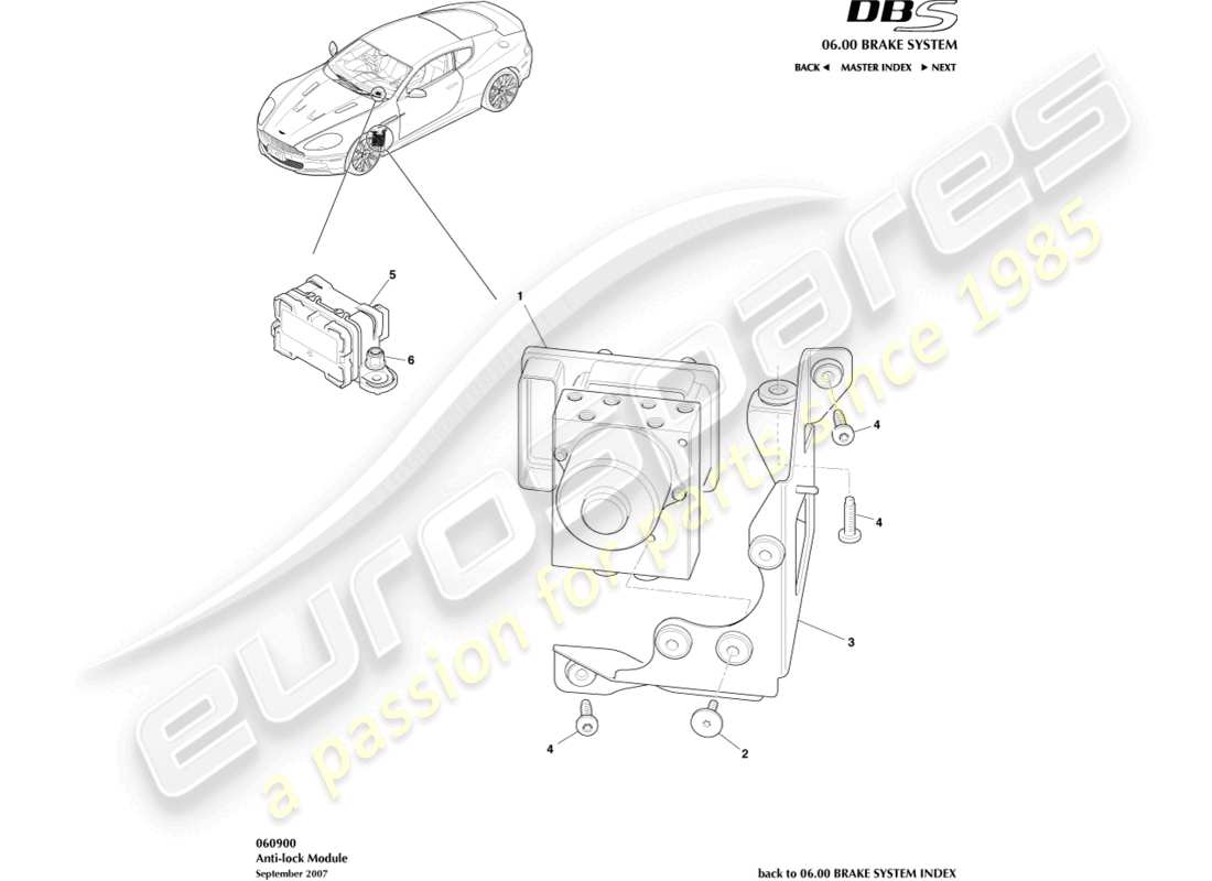 aston martin dbs (2013) module antiblocage schéma des pièces