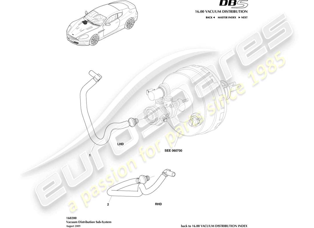 aston martin dbs (2012) diagramme de pièce de tuyau à vide