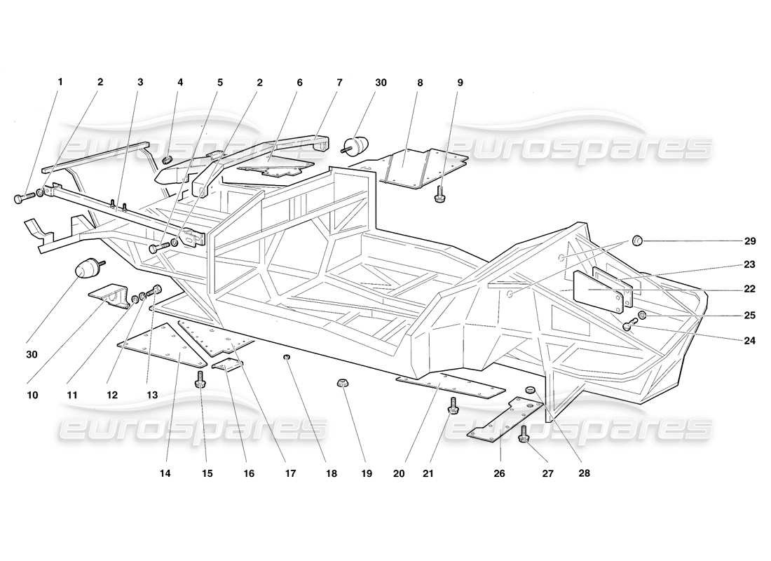 lamborghini diablo sv (1998) diagramme de pièces des éléments du cadre