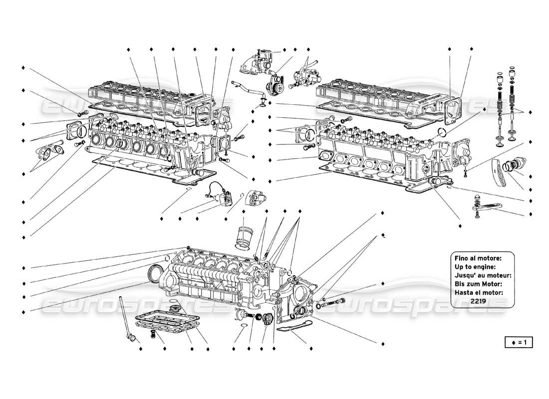 lamborghini diablo sv (1999) kit de joints moteur schéma des pièces