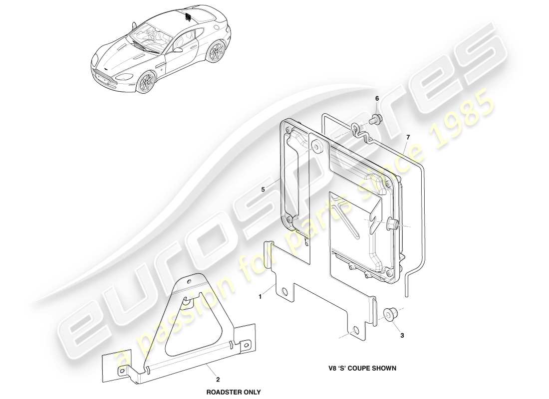 aston martin v8 vantage (2007) schéma des pièces de l'ecu de transmission