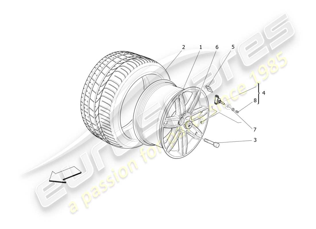 maserati qtp 3.0 bt v6 410hp (2014) schéma des pièces des roues et des pneus
