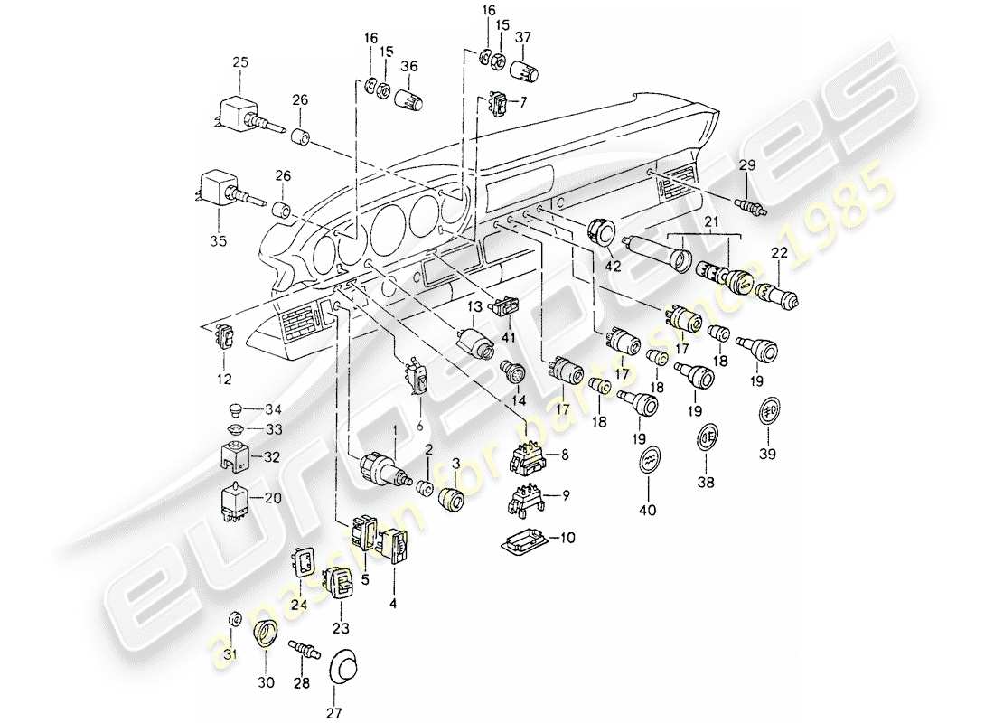 un schéma de pièces du catalogue de pièces porsche 964