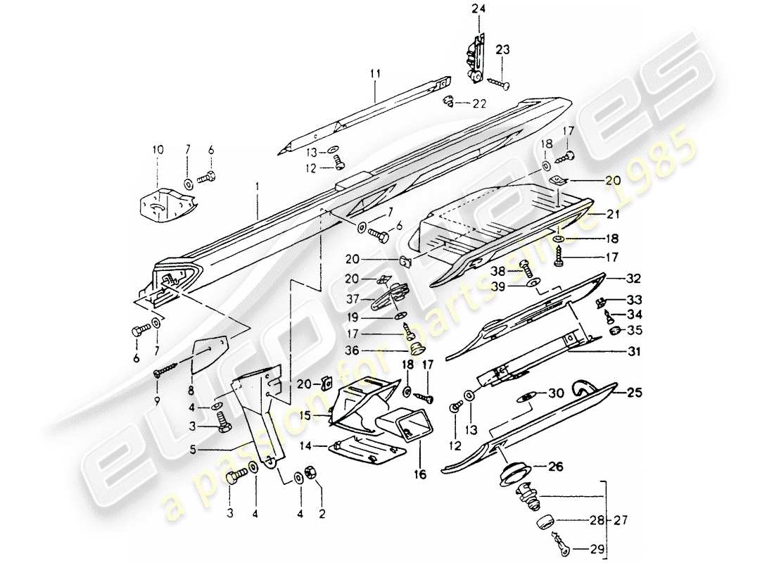 un schéma de pièces du catalogue de pièces porsche 964