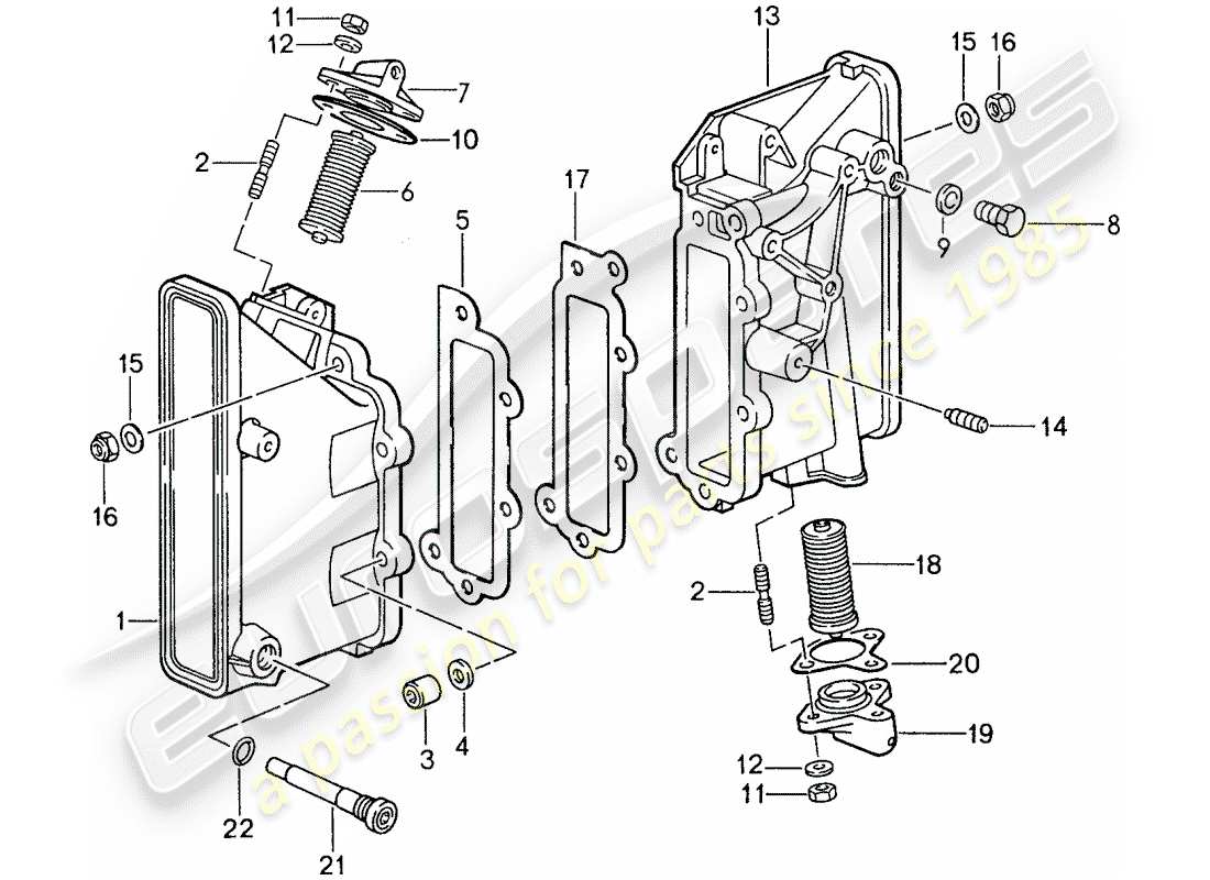 un schéma de pièces du catalogue de pièces porsche 959
