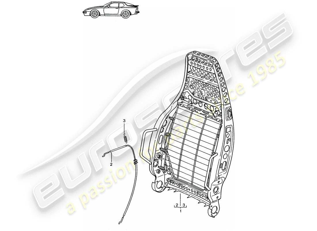 un schéma de pièces du catalogue de pièces porsche 1989 (seats for 944/968/911/928)