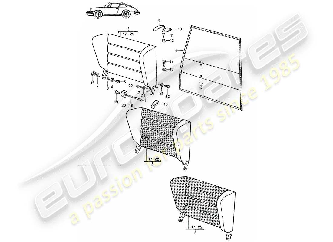 un schéma de pièces du catalogue de pièces porsche accessories and tequipment