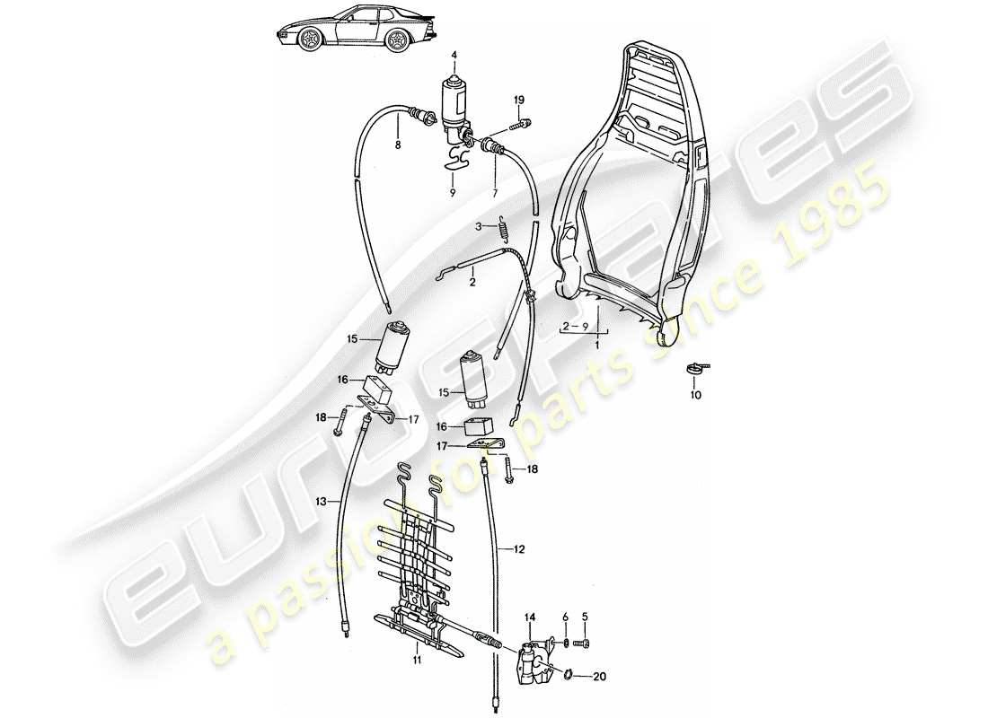 un schéma de pièces du catalogue de pièces porsche accessories and tequipment