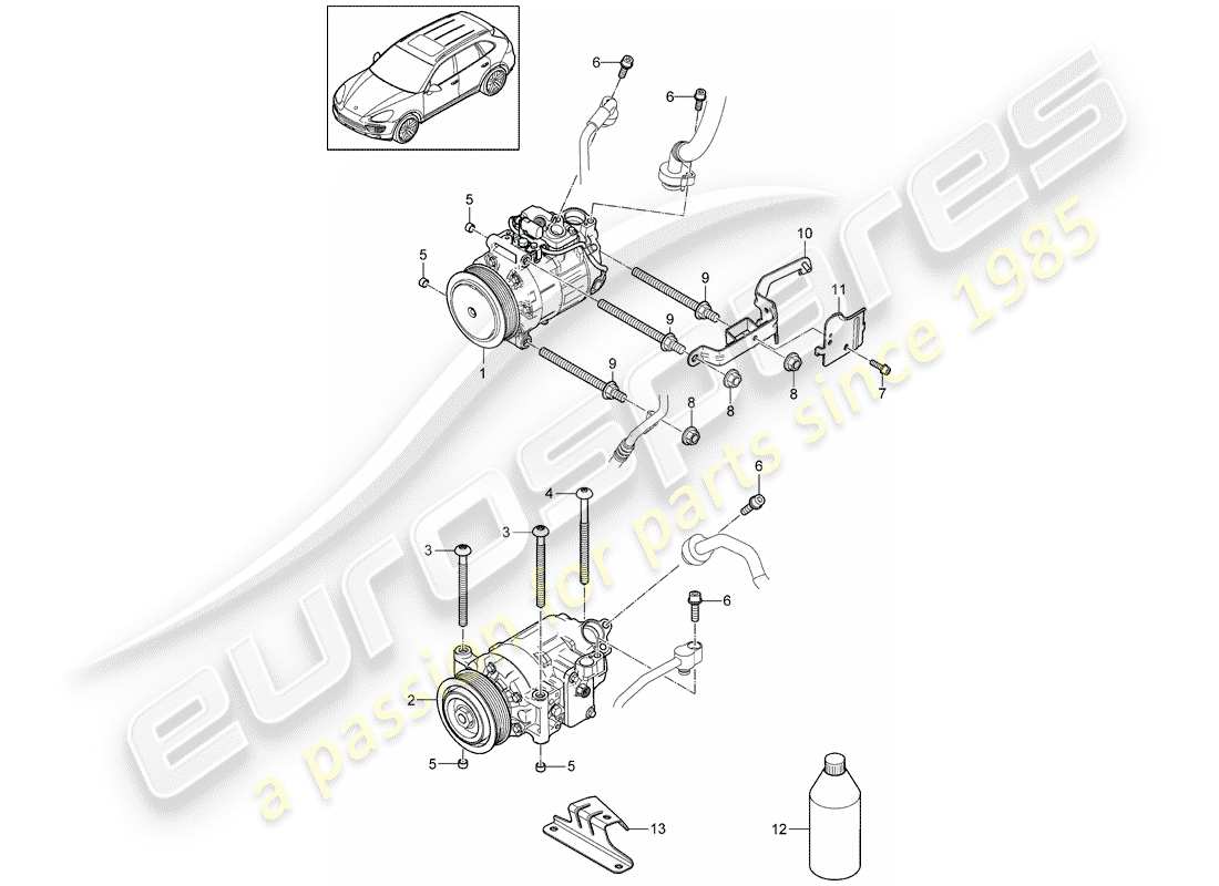 porsche 2015 (cayenne e2 92a) compresseur schéma des pièces