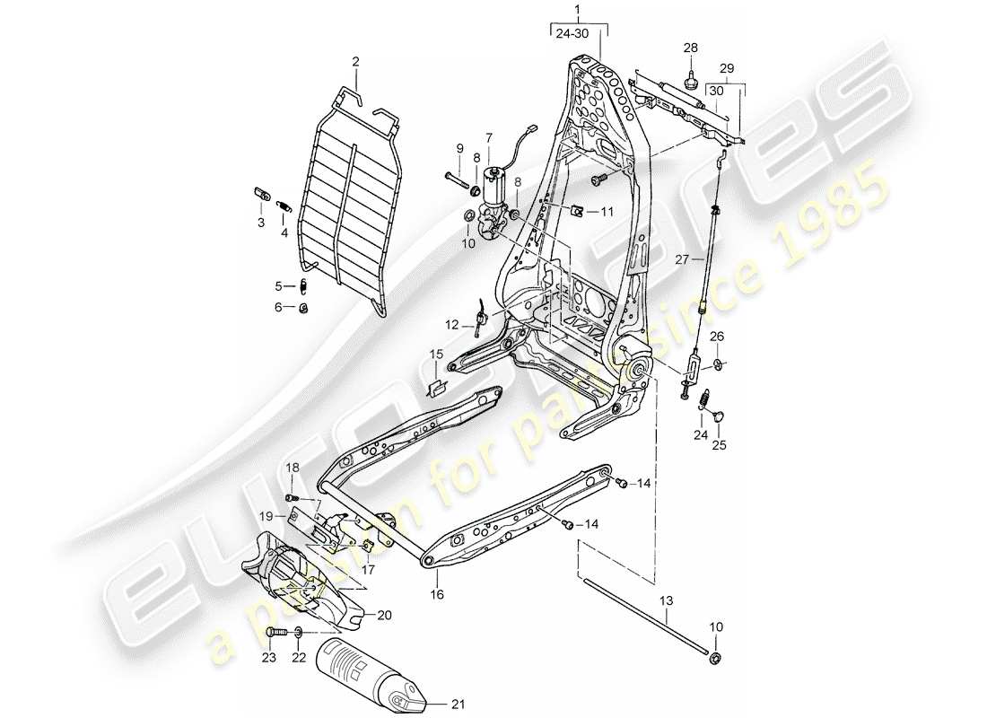 porsche 2004 (986 boxster) cadre - dossier - cadre pour siège - siège sport schéma des pièces