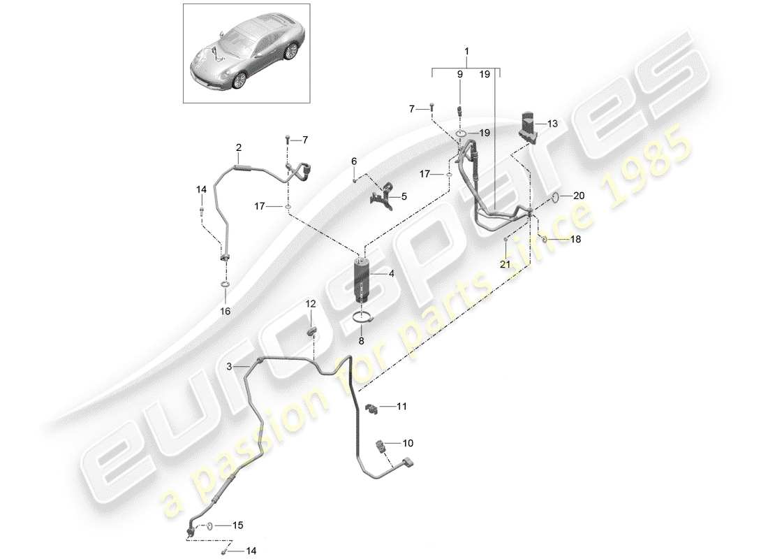 porsche 2019 (991-2) climatiseur schéma des pièces