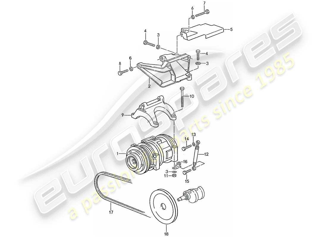 porsche 1990 (928) compresseur - assemblage schéma des pièces