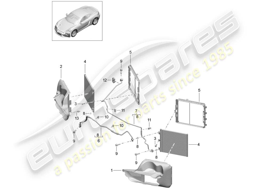 porsche 2020 (718 cayman) circuit frigorifique schéma des pièces