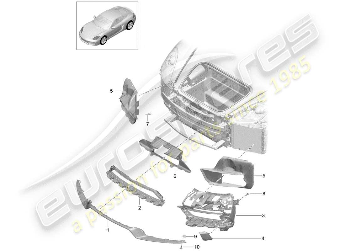 porsche 2020 (718 cayman) conduit d'air schéma des pièces