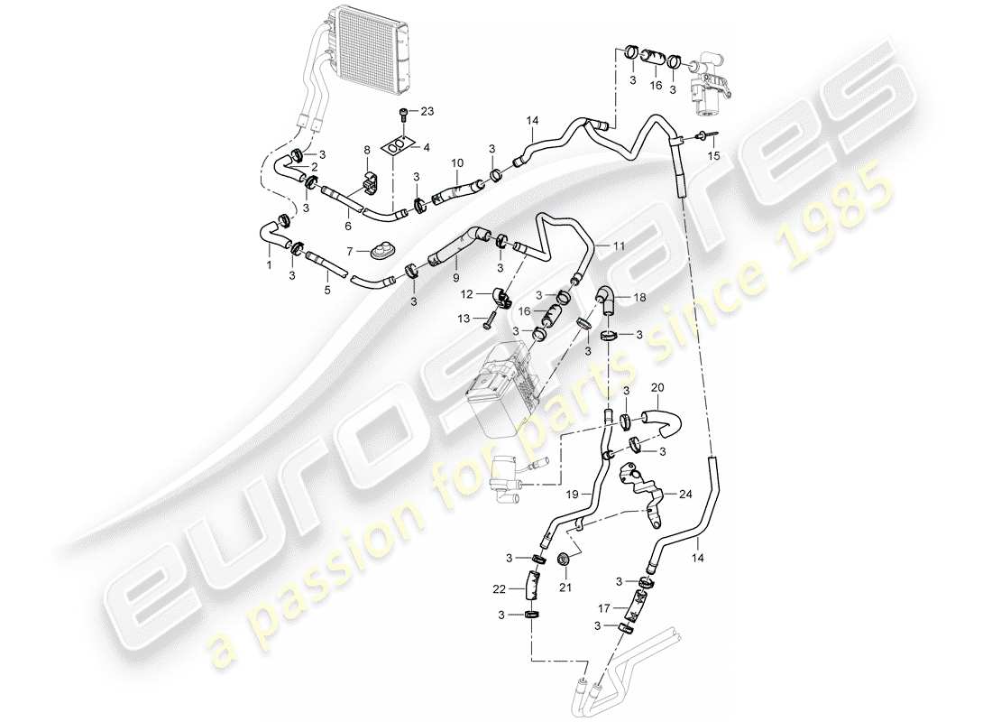 porsche 2008 (cayenne e1 9pa) schéma des pièces du chauffage