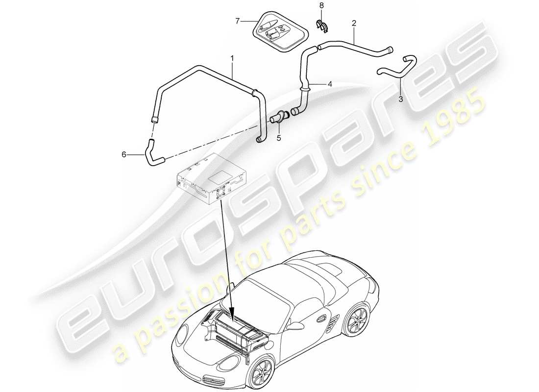 porsche 2009 (987 boxster) coffre à bagages schéma des pièces
