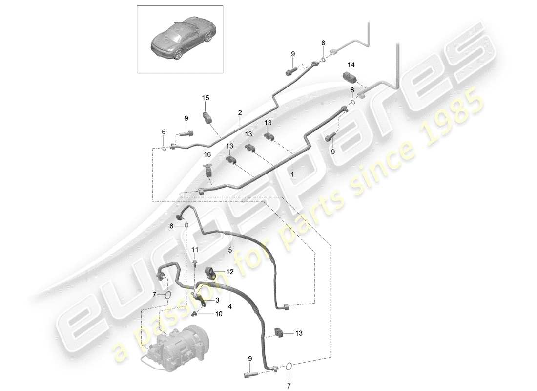 porsche 2016 (981 boxster) circuit frigorifique schéma des pièces