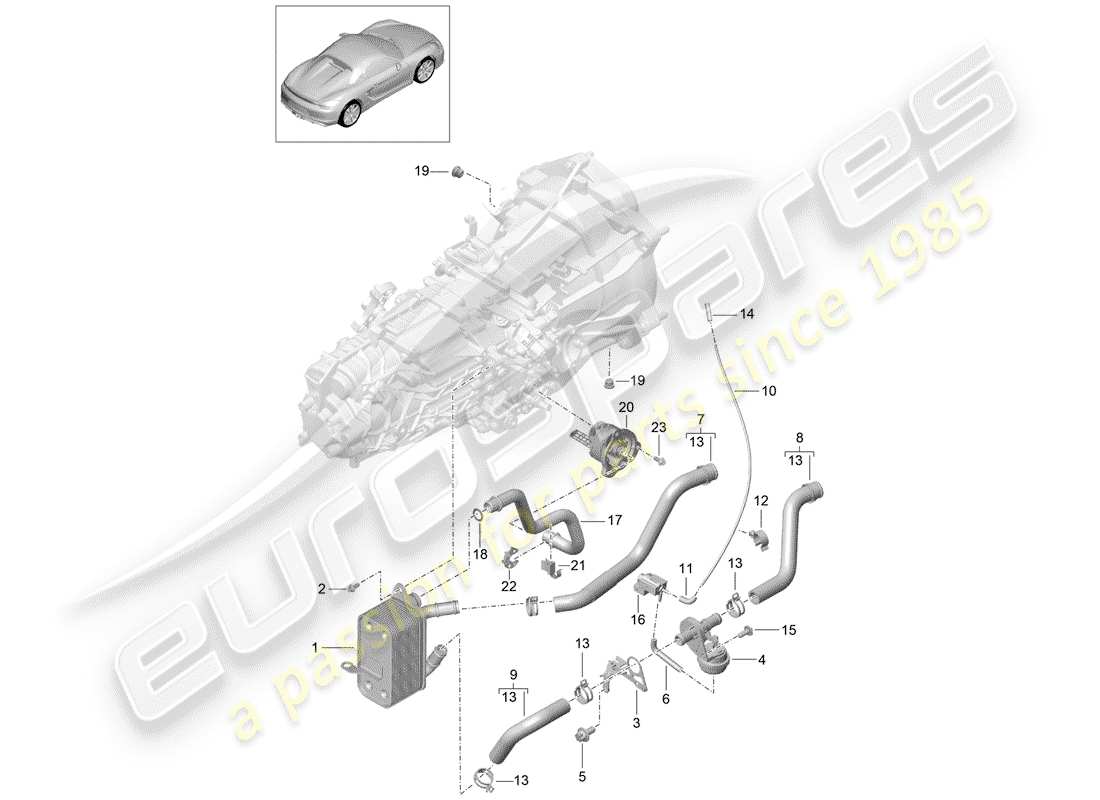 porsche 2016 (981 boxster spyder) boîte de vitesses manuelle schéma des pièces