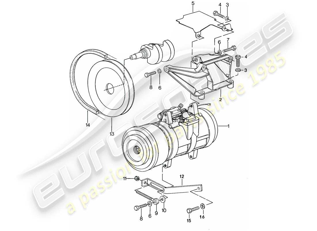 porsche 1983 (928) compresseur - assemblage schéma des pièces
