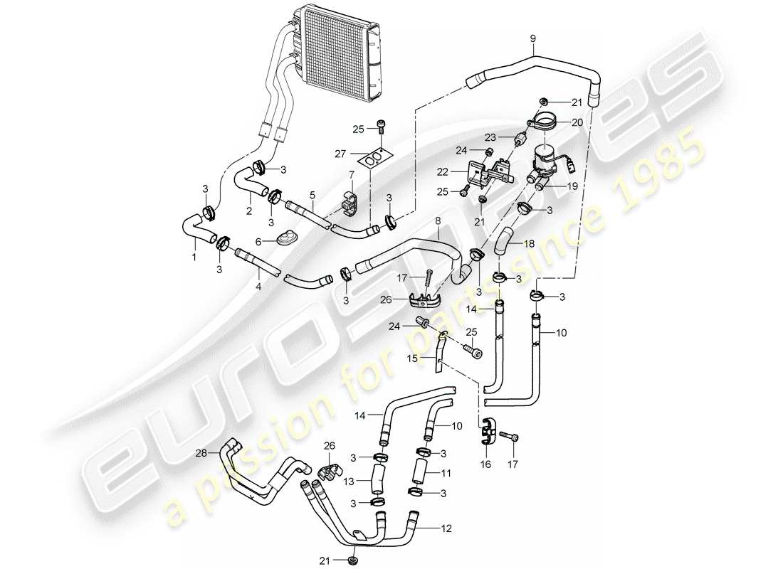 porsche 2006 (cayenne e1 9pa) schéma des pièces du chauffage