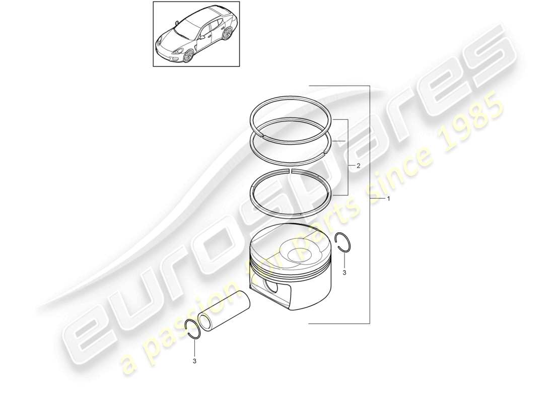 porsche 2010 (cayenne e1 9pa) ensemble piston 1 : segments de piston schéma des pièces