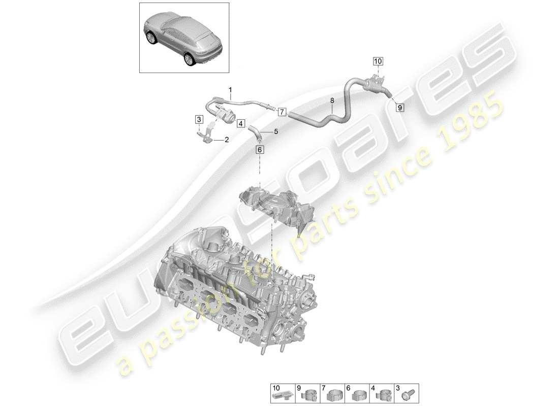 porsche 2019 (macan) ligne de reniflard schéma des pièces