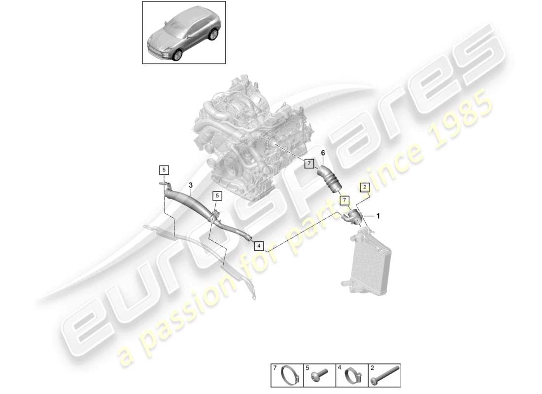 porsche 2019 (macan) tuyau d'air de suralimentation schéma des pièces