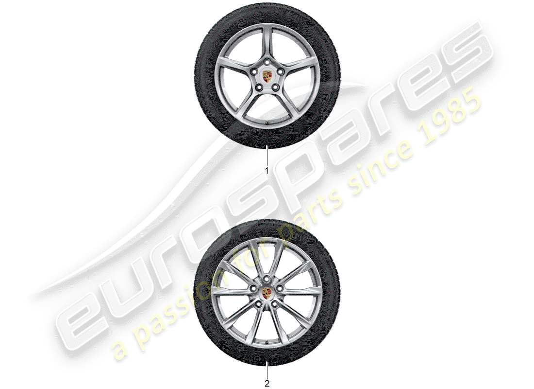 porsche 2017 (tequipment 98x/99x) 1 régler des jantes en aluminium avec schéma des pièces