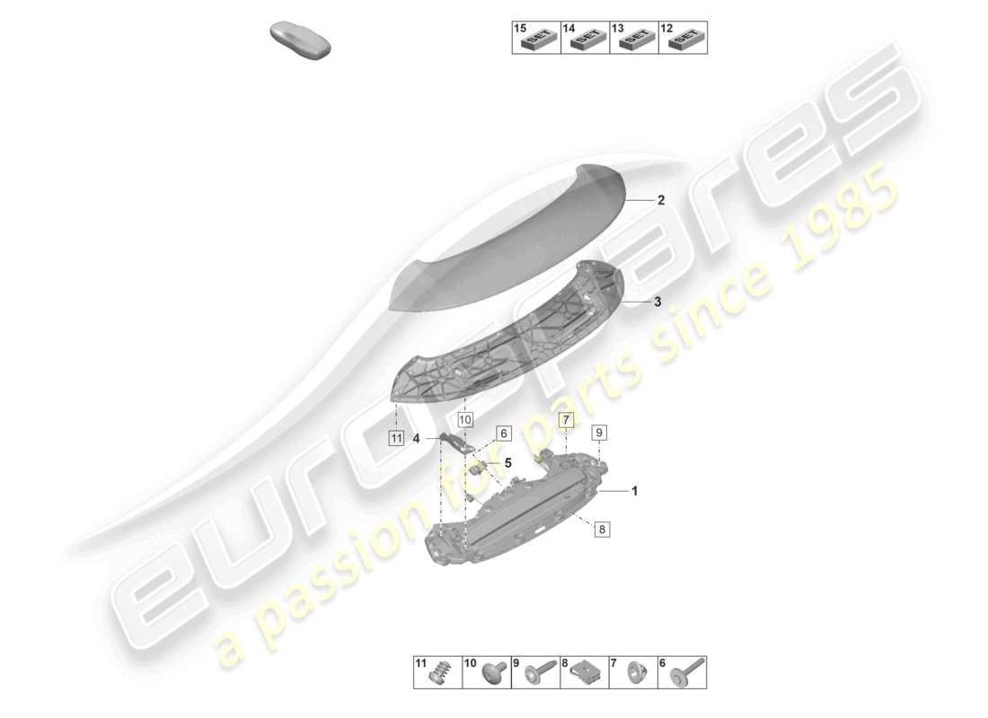 porsche 2019 (992-1) aileron arrière schéma des pièces