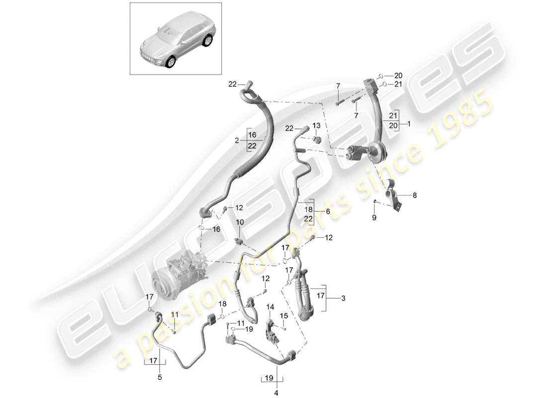 porsche 2014 (macan) circuit réfrigérant schéma des pièces