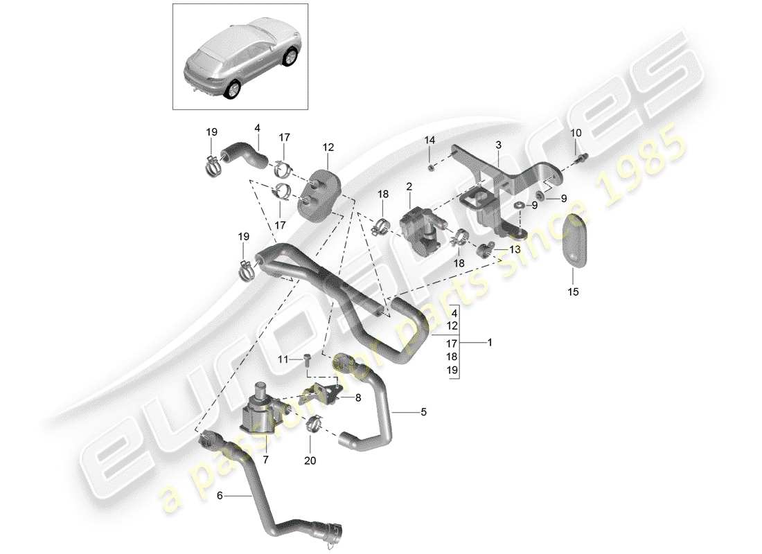 porsche 2014 (macan) chauffage, climatisation. diagramme des pièces du système