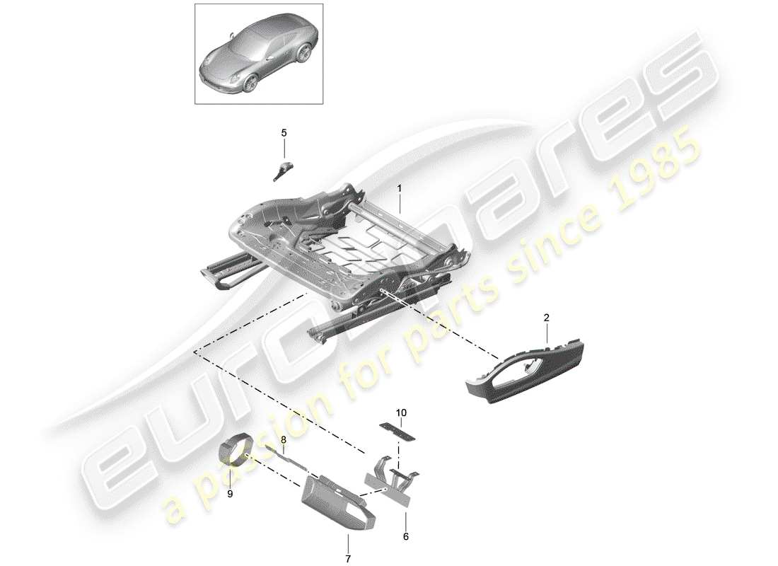 porsche 2015 (991-1) cadre de siège schéma des pièces