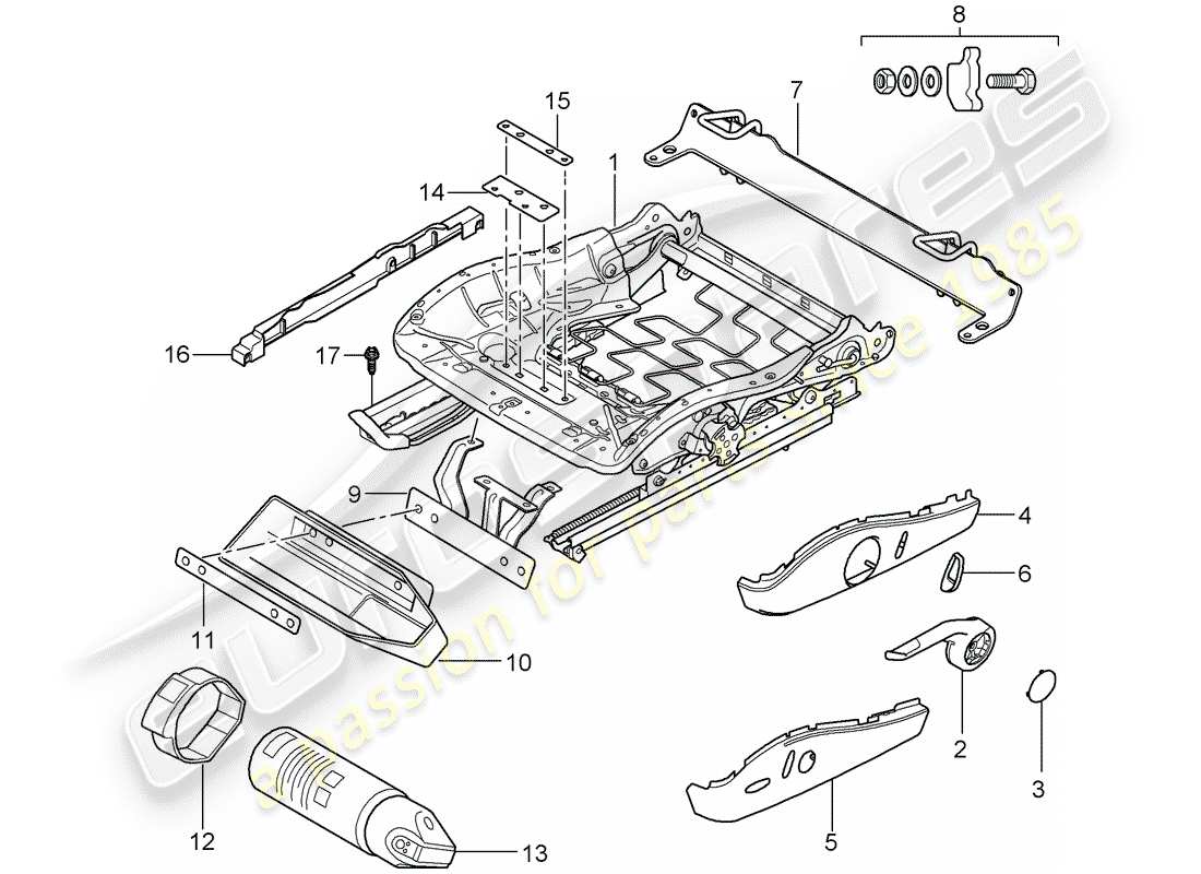porsche 2007 (997-1) cadre de siège schéma des pièces