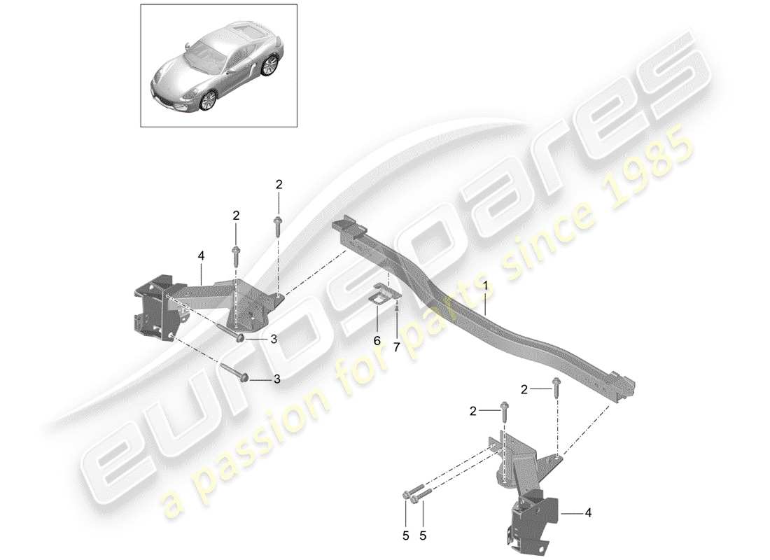 porsche 2016 (981 cayman) diagramme des pièces de la traverse