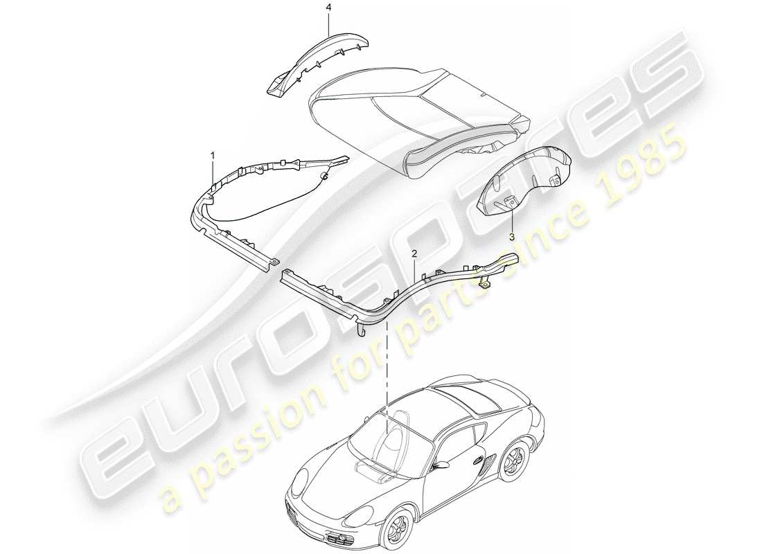 porsche 2008 (987 cayman) support de coussin schéma des pièces