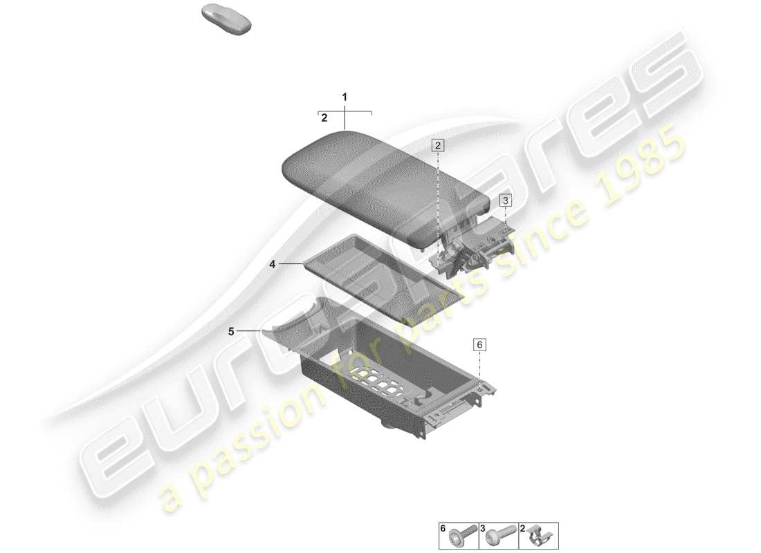 porsche 2020 (992-1) console centrale schéma des pièces