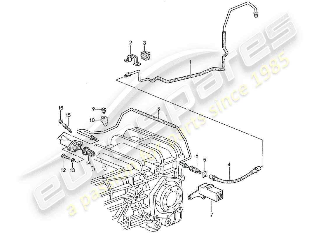 porsche 1990 (928) transmission automatique - commande de verrouillage 2 - d - mj 1990>> schéma des pièces