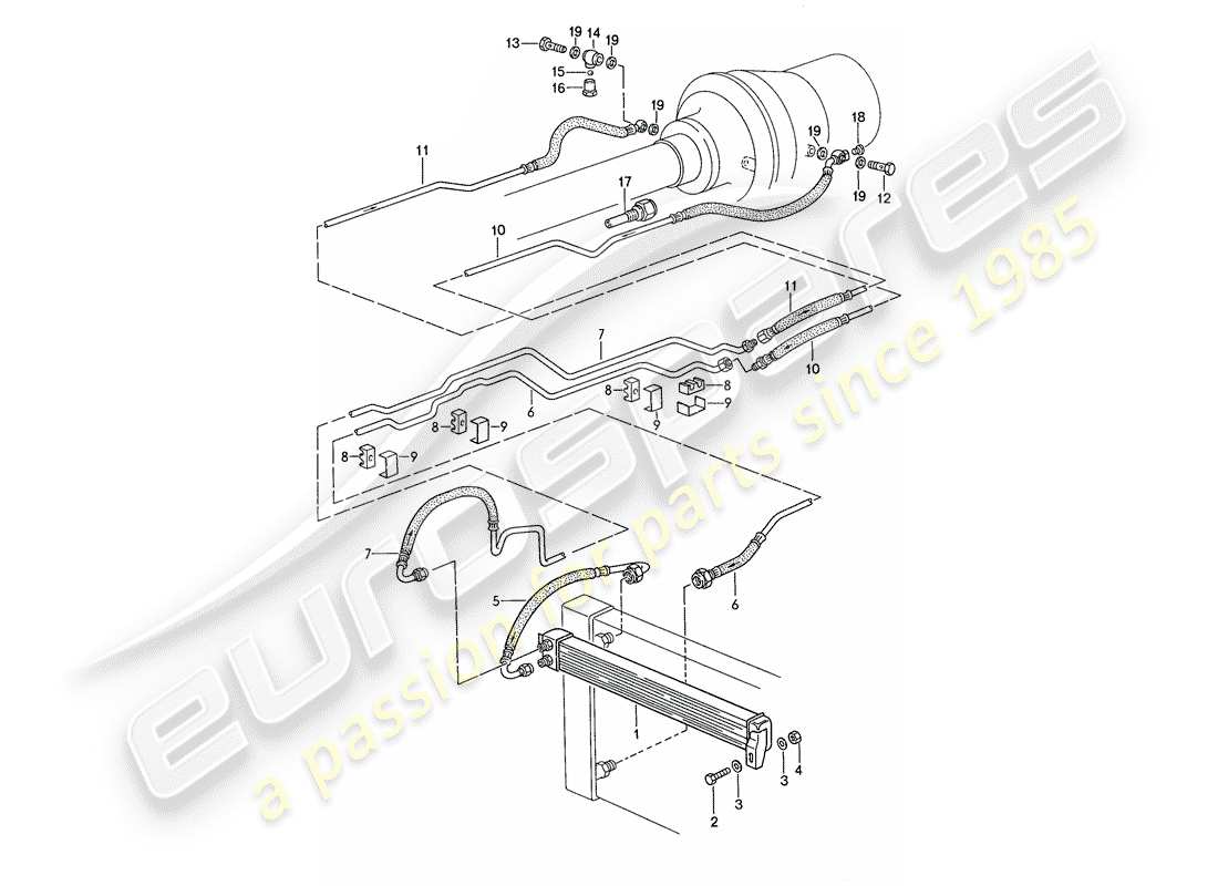 porsche 1990 (928) transmission automatique - refroidisseur atf - lignes atf schéma des pièces