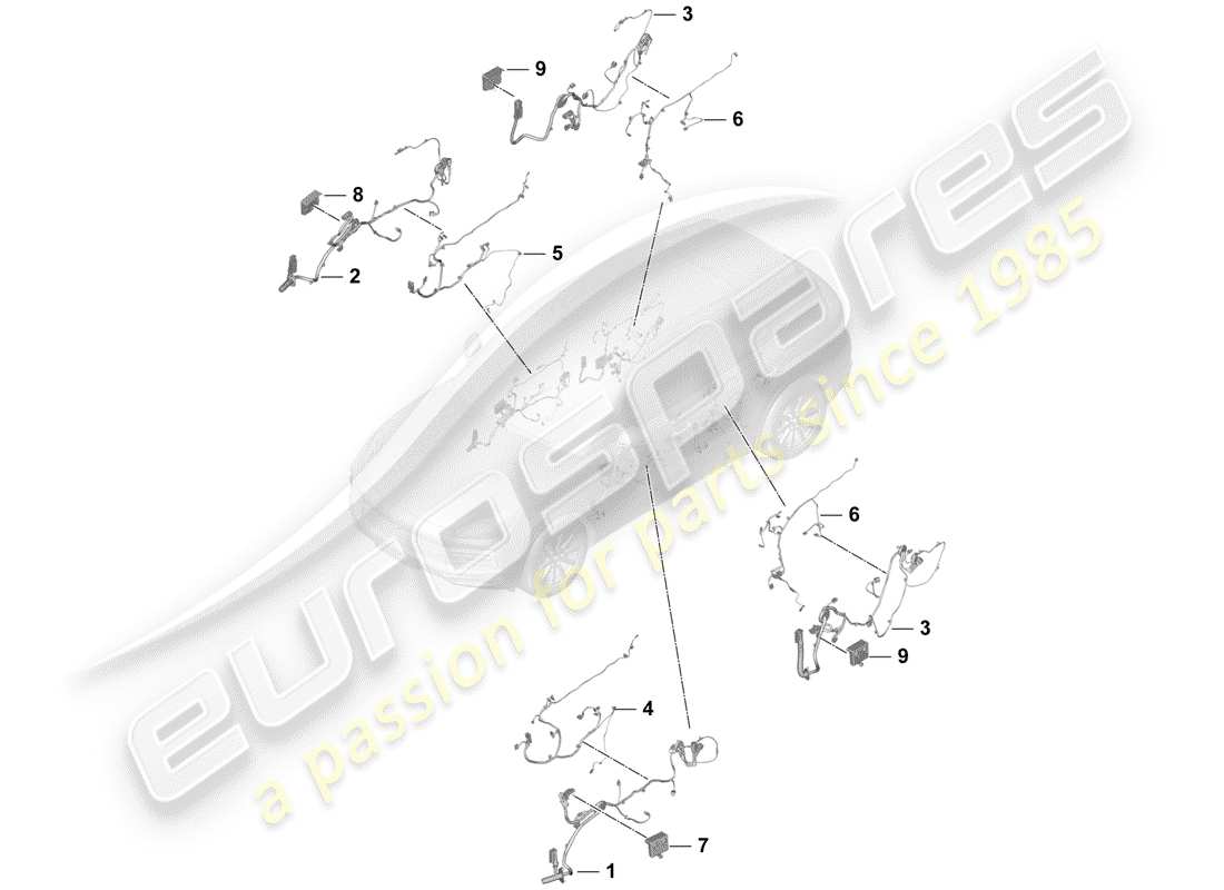 porsche 2019 (cayenne e3 9ya/9yb) faisceau de câblage schéma des pièces