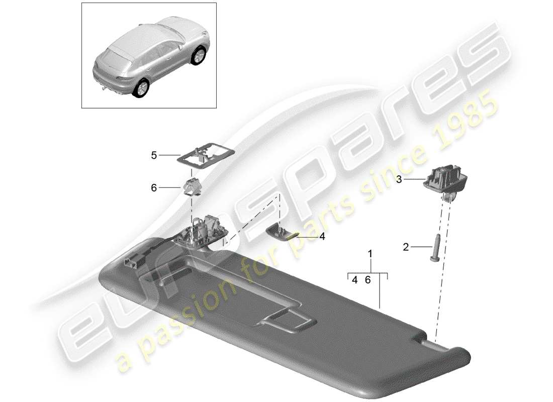 porsche 2014 (macan) diagramme des pièces des pare-soleil