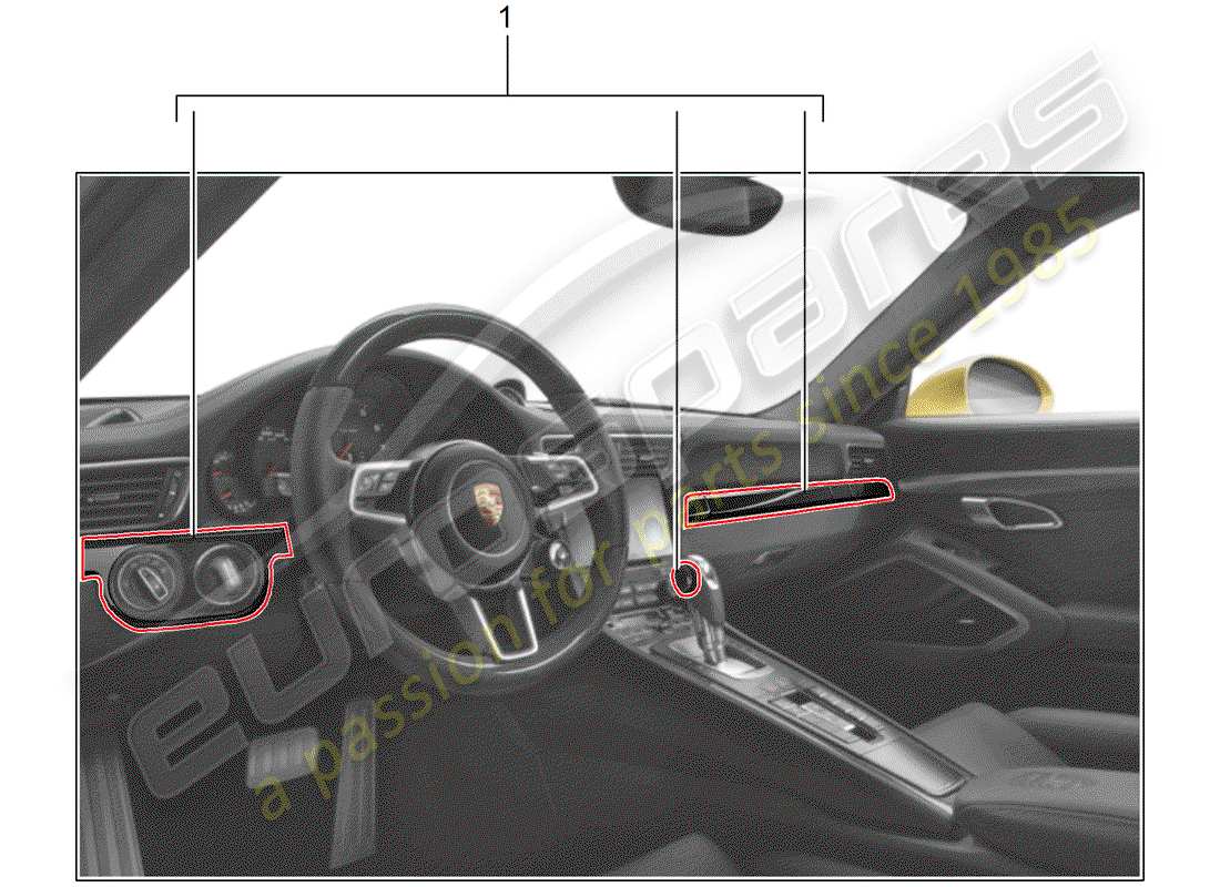 porsche 2017 (tequipment 98x/99x) kit d'installation schéma des pièces