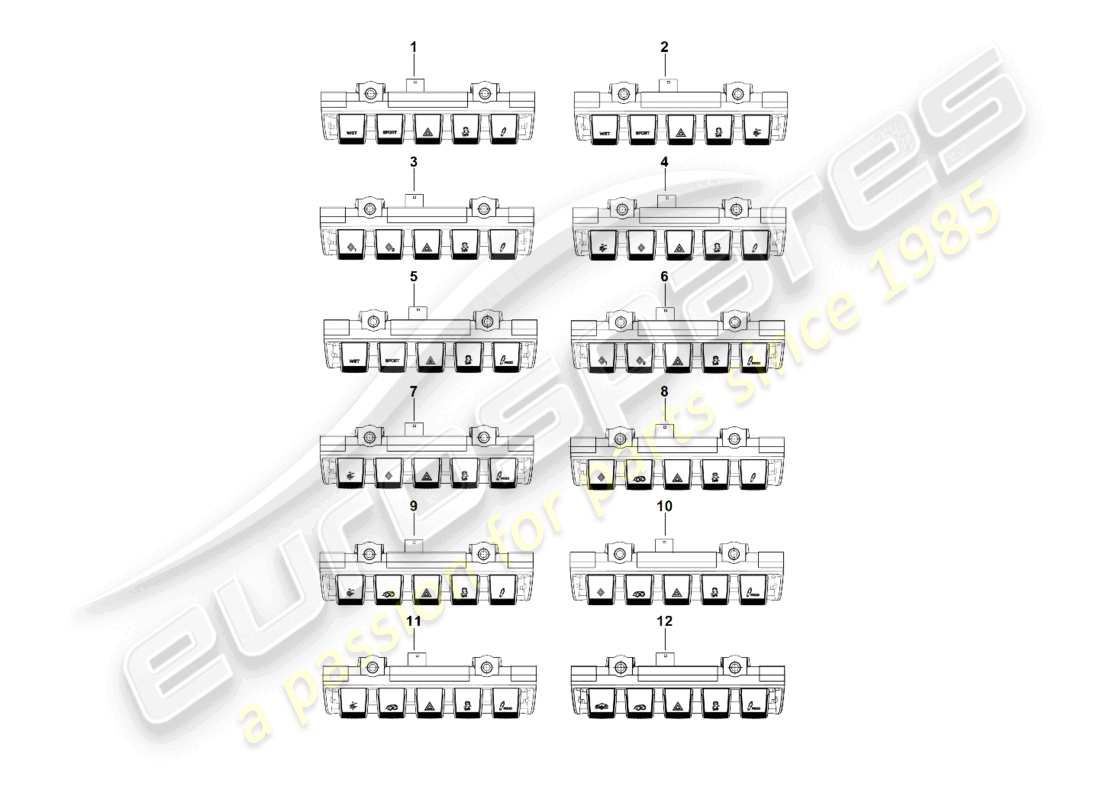 porsche 2019 (992-1) tableau de bord du module de commutation schéma des pièces