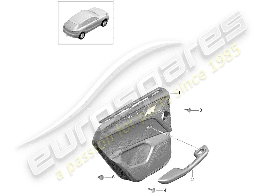 porsche 2014 (macan) panneau de porte schéma des pièces