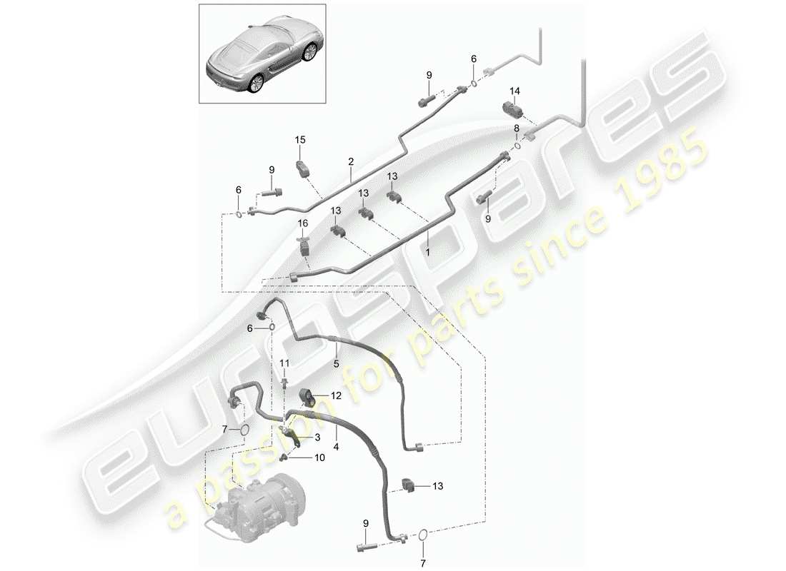 porsche 2015 (981 cayman) circuit réfrigérant schéma des pièces